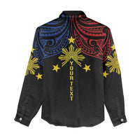 Philippines Heritage Personalized Women Casual Shirt Baybayin Philipinas Sun