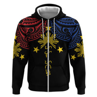 Philippines Heritage Personalized Zip Hoodie Baybayin Philipinas Sun