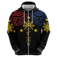 Philippines Heritage Personalized Zip Hoodie Baybayin Philipinas Sun