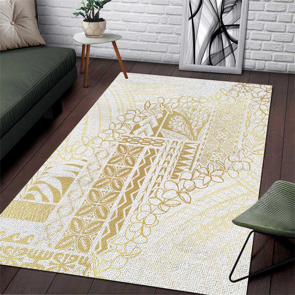 Samoa Lotu Tamaiti Mamanu Siapo Area Rug Golden Plumeria - Polynesian Pride