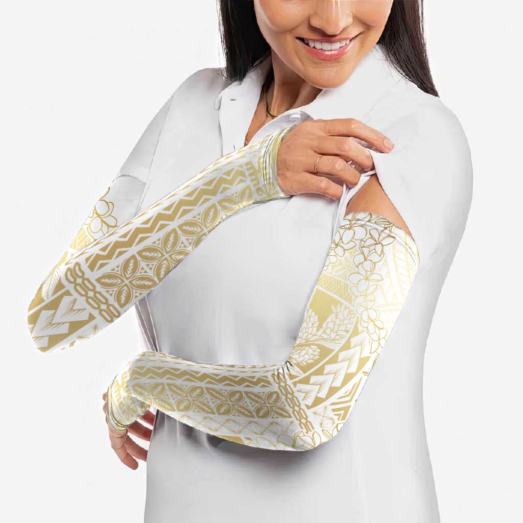 Samoa Lotu Tamaiti Mamanu Siapo Arm Sleeves Golden Plumeria - Polynesian Pride