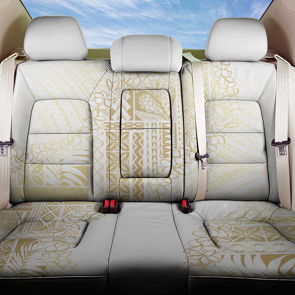 Samoa Lotu Tamaiti Mamanu Siapo Back Car Seat Cover Golden Plumeria - Polynesian Pride