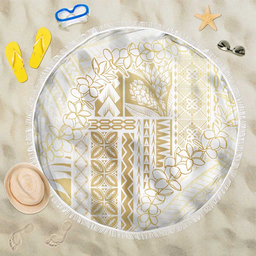 Samoa Lotu Tamaiti Mamanu Siapo Beach Blanket Golden Plumeria - Polynesian Pride