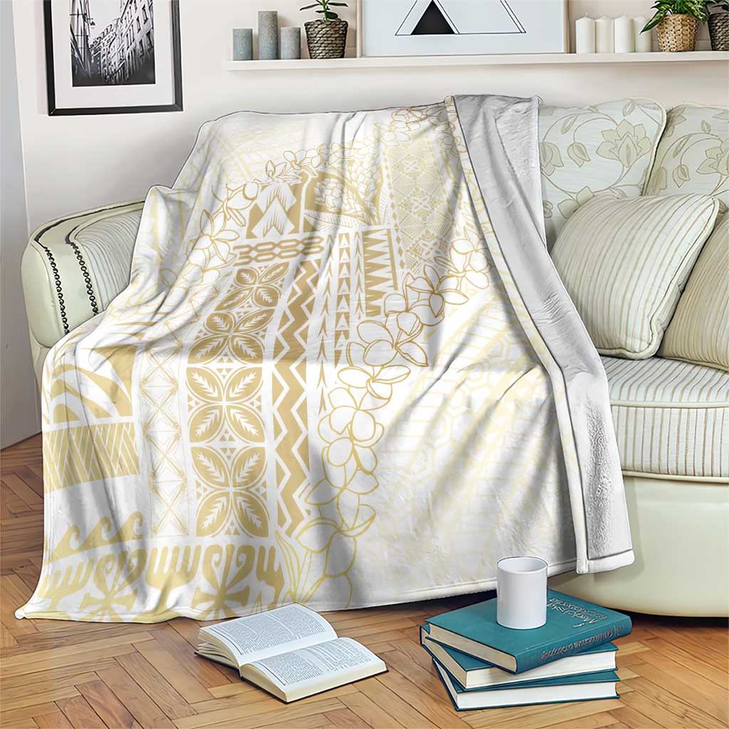 Samoa Lotu Tamaiti Mamanu Siapo Blanket Golden Plumeria - Polynesian Pride