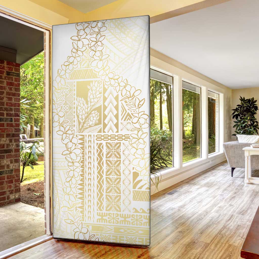 Samoa Lotu Tamaiti Mamanu Siapo Door Cover Golden Plumeria - Polynesian Pride