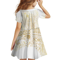 Samoa Lotu Tamaiti Mamanu Siapo Family Matching Off Shoulder Short Dress and Hawaiian Shirt Golden Plumeria LT7 - Polynesian Pride