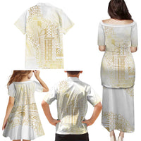 Samoa Lotu Tamaiti Mamanu Siapo Family Matching Puletasi and Hawaiian Shirt Golden Plumeria LT7 - Polynesian Pride