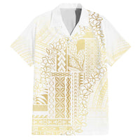 Samoa Lotu Tamaiti Mamanu Siapo Family Matching Summer Maxi Dress and Hawaiian Shirt Golden Plumeria LT7 Dad's Shirt - Short Sleeve Gold - Polynesian Pride