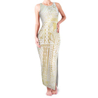 Samoa Lotu Tamaiti Mamanu Siapo Family Matching Tank Maxi Dress and Hawaiian Shirt Golden Plumeria LT7 Mom's Dress Gold - Polynesian Pride