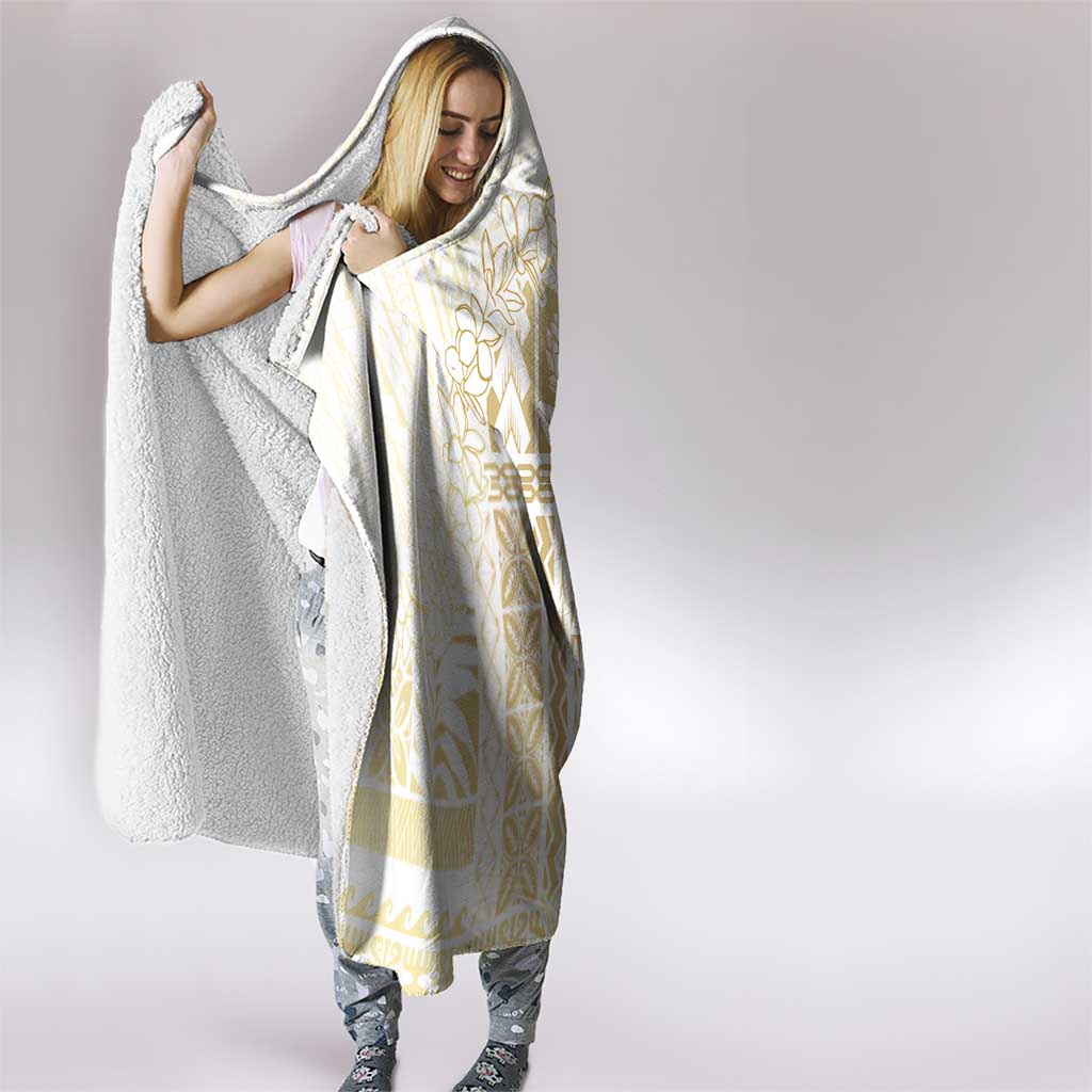 Samoa Lotu Tamaiti Mamanu Siapo Hooded Blanket Golden Plumeria - Polynesian Pride