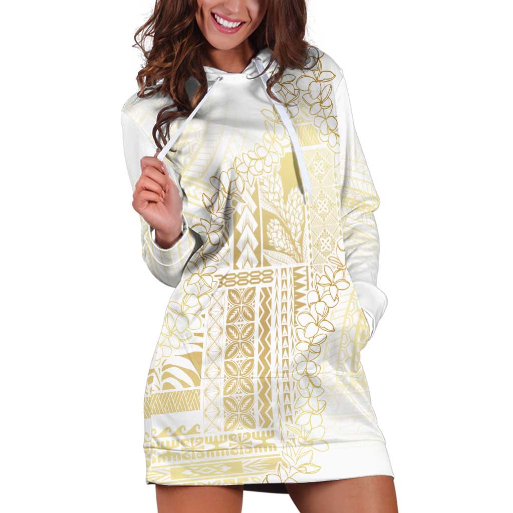 Samoa Lotu Tamaiti Mamanu Siapo Hoodie Dress Golden Plumeria - Polynesian Pride