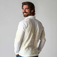 Samoa Lotu Tamaiti Mamanu Siapo Long Sleeve Polo Shirt Golden Plumeria - Polynesian Pride