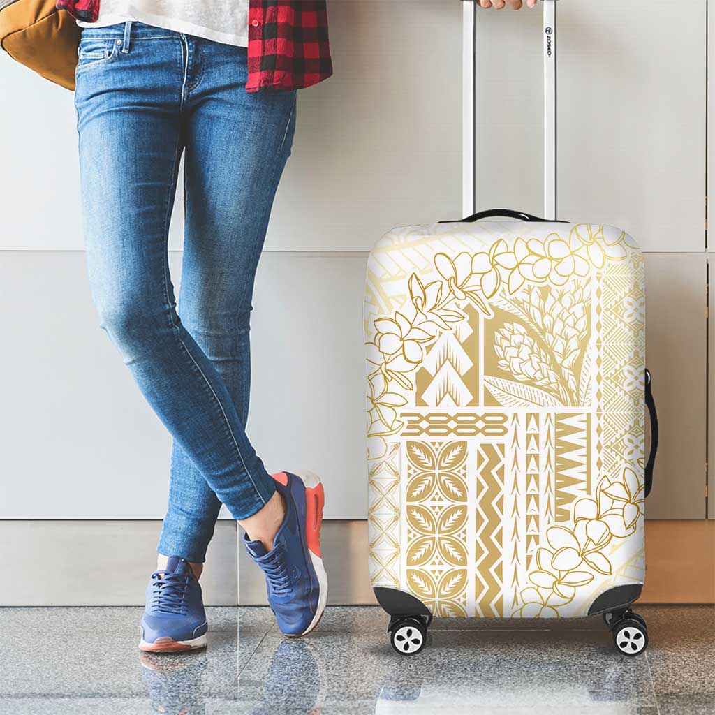 Samoa Lotu Tamaiti Mamanu Siapo Luggage Cover Golden Plumeria - Polynesian Pride