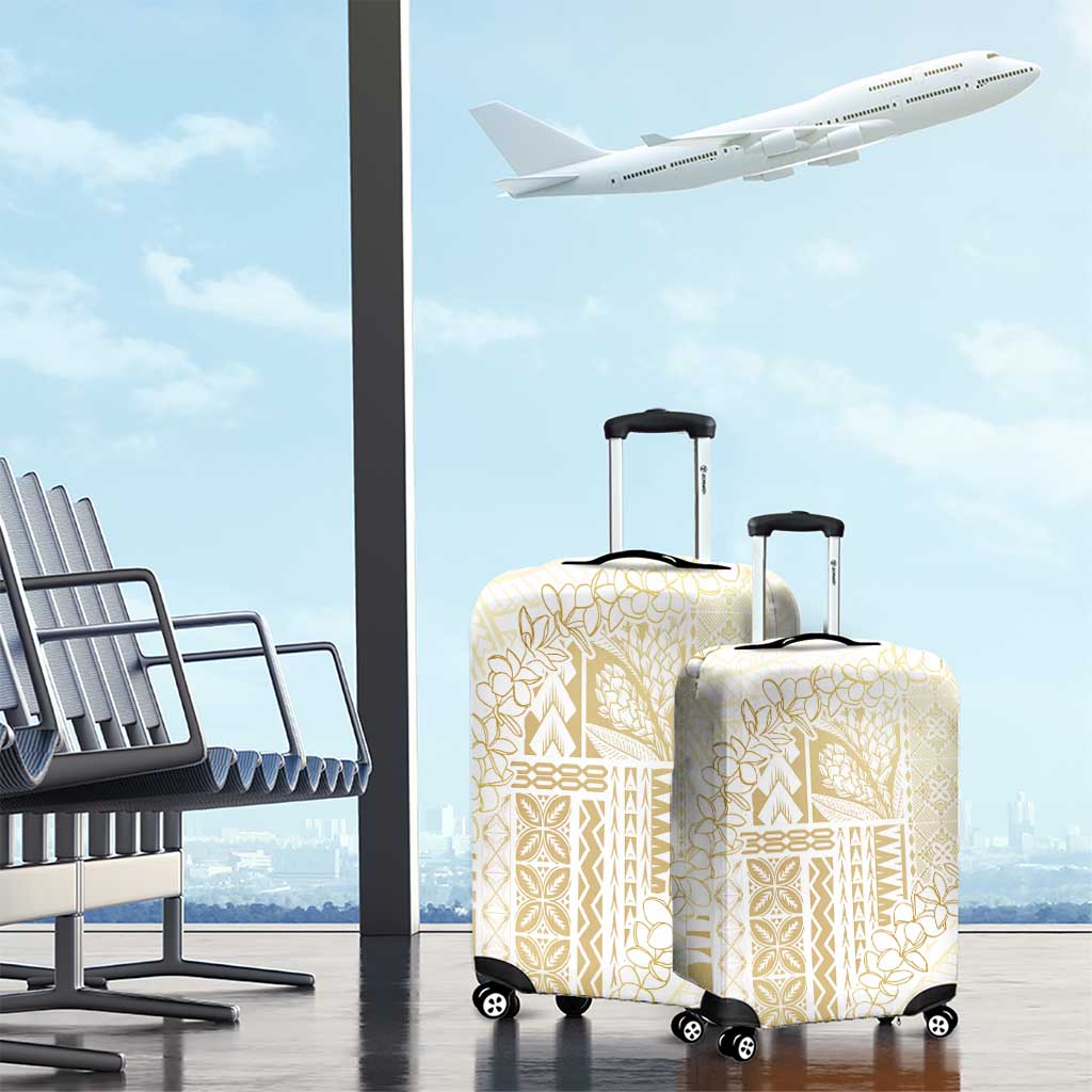 Samoa Lotu Tamaiti Mamanu Siapo Luggage Cover Golden Plumeria - Polynesian Pride
