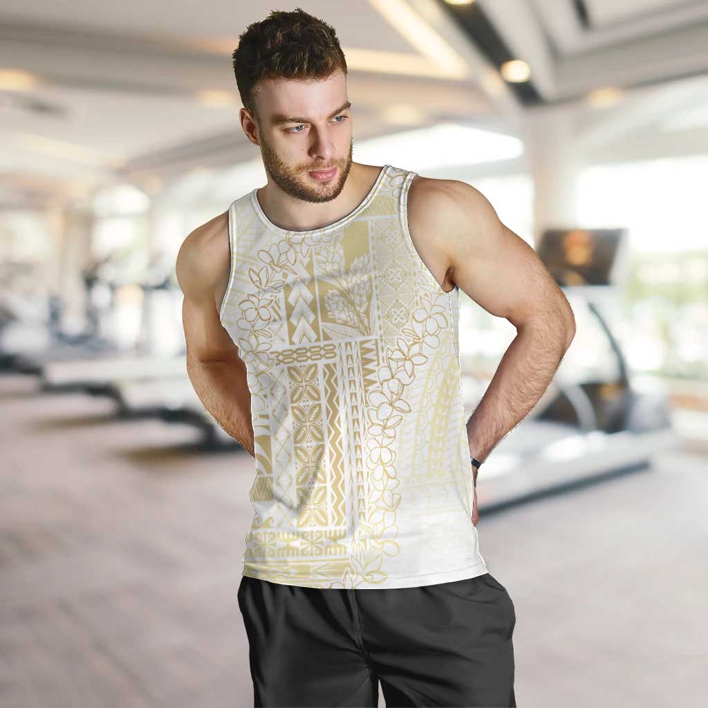 Samoa Lotu Tamaiti Mamanu Siapo Men Tank Top Golden Plumeria - Polynesian Pride