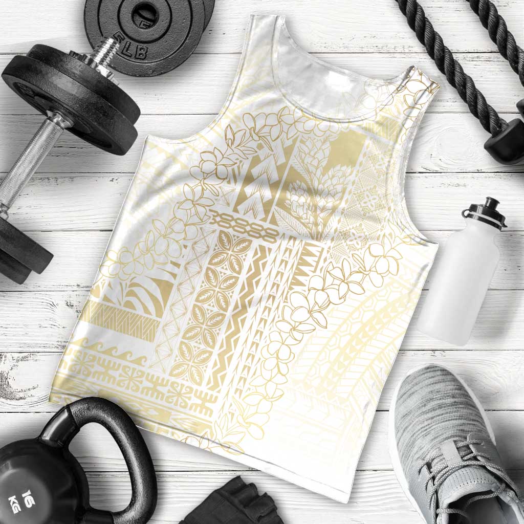 Samoa Lotu Tamaiti Mamanu Siapo Men Tank Top Golden Plumeria - Polynesian Pride