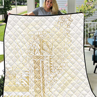 Samoa Lotu Tamaiti Mamanu Siapo Quilt Golden Plumeria - Polynesian Pride