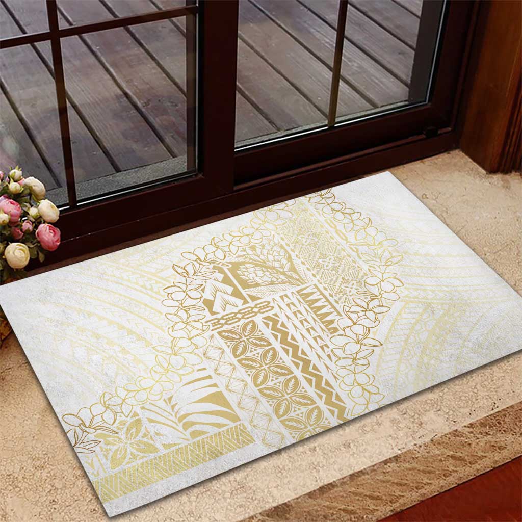 Samoa Lotu Tamaiti Mamanu Siapo Rubber Doormat Golden Plumeria - Polynesian Pride