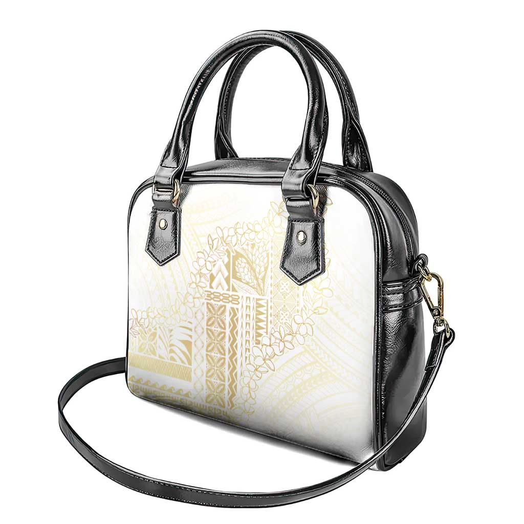 Samoa Lotu Tamaiti Mamanu Siapo Shoulder Handbag Golden Plumeria - Polynesian Pride