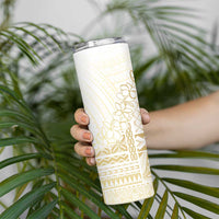 Samoa Lotu Tamaiti Mamanu Siapo Skinny Tumbler Golden Plumeria LT7 - Polynesian Pride