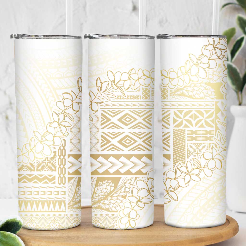 Samoa Lotu Tamaiti Mamanu Siapo Skinny Tumbler Golden Plumeria LT7 - Polynesian Pride