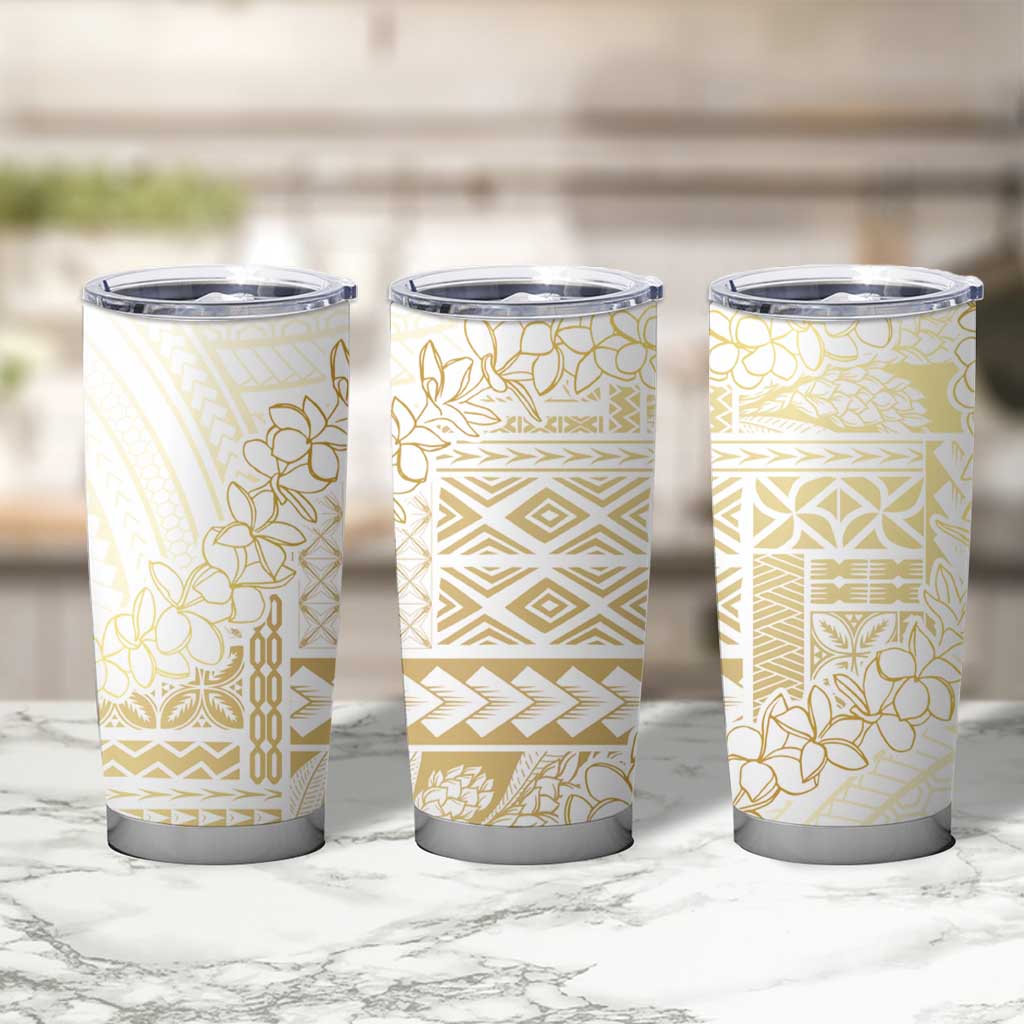 Samoa Lotu Tamaiti Mamanu Siapo Tumbler Cup Golden Plumeria - Polynesian Pride