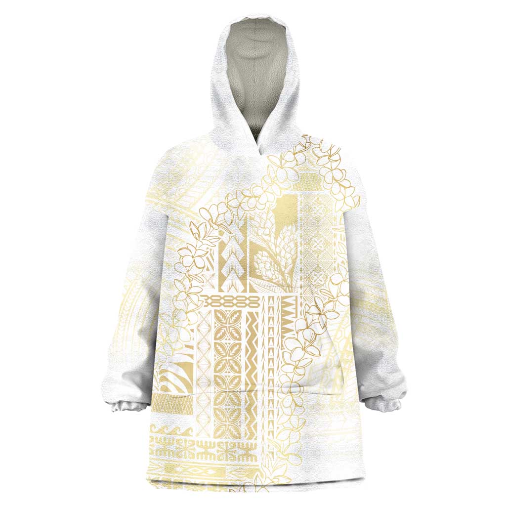 Samoa Lotu Tamaiti Mamanu Siapo Wearable Blanket Hoodie Golden Plumeria - Polynesian Pride