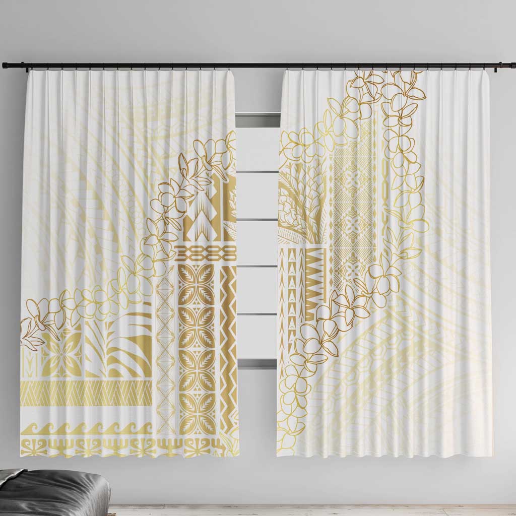 Samoa Lotu Tamaiti Mamanu Siapo Window Curtain Golden Plumeria - Polynesian Pride