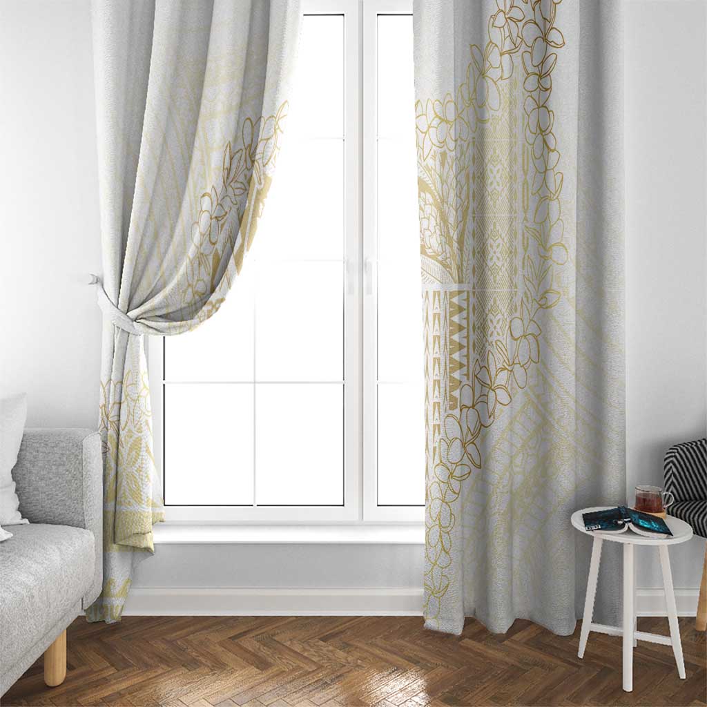 Samoa Lotu Tamaiti Mamanu Siapo Window Curtain Golden Plumeria - Polynesian Pride