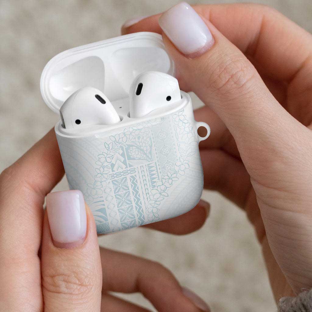 Samoa Lotu Tamaiti Mamanu Siapo AirPods Case Off White Plumeria - Polynesian Pride