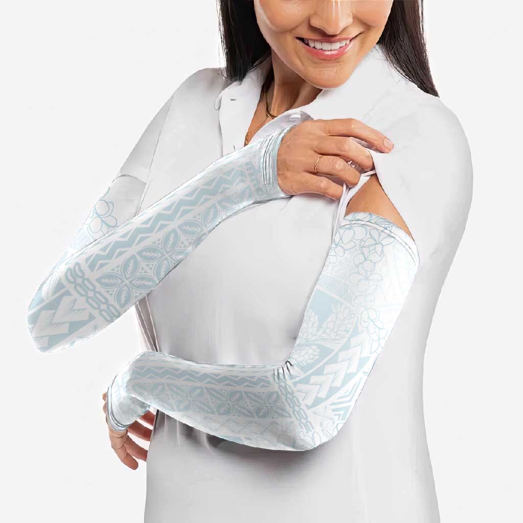 Samoa Lotu Tamaiti Mamanu Siapo Arm Sleeves Off White Plumeria - Polynesian Pride