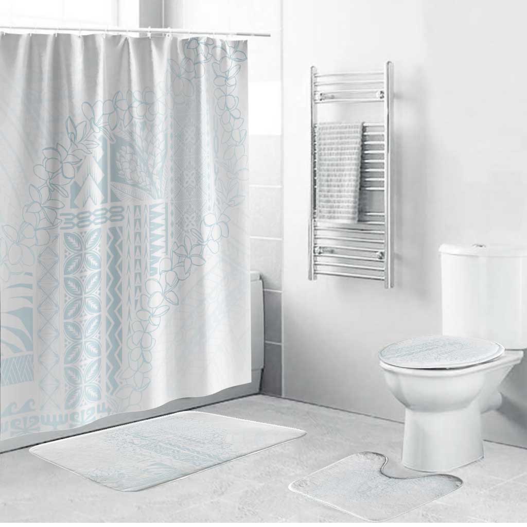 Samoa Lotu Tamaiti Mamanu Siapo Bathroom Set Off White Plumeria - Polynesian Pride