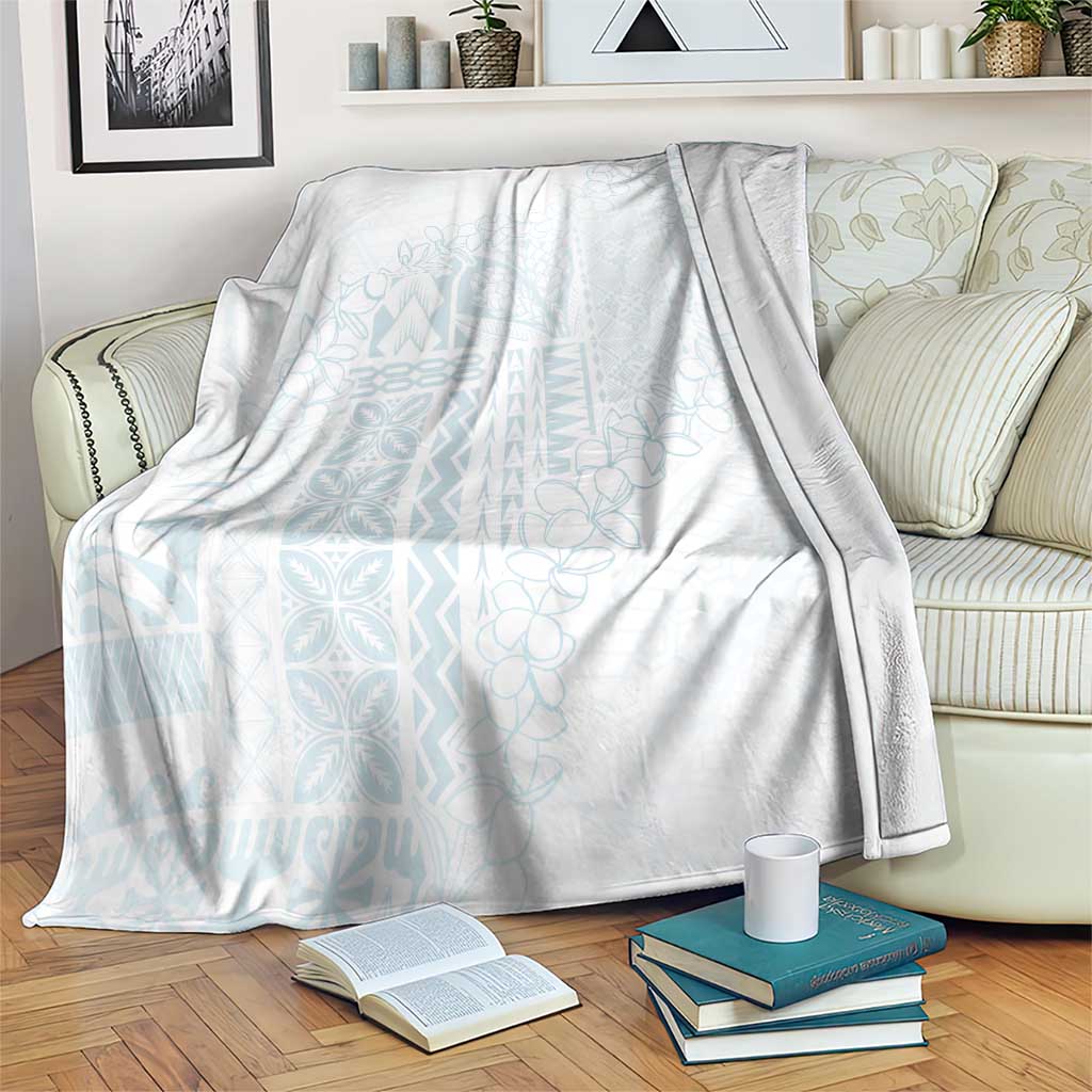 Samoa Lotu Tamaiti Mamanu Siapo Blanket Off White Plumeria - Polynesian Pride