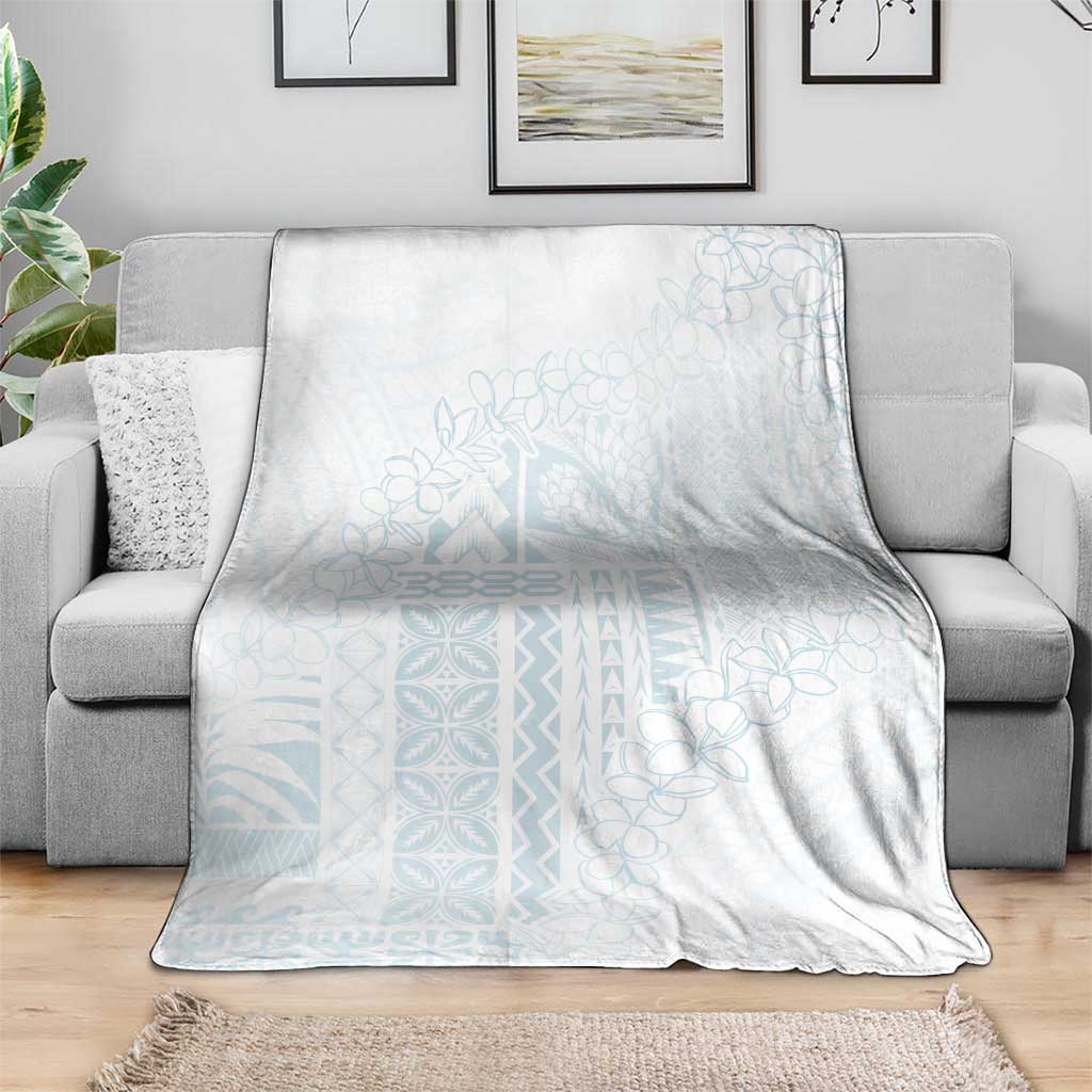 Samoa Lotu Tamaiti Mamanu Siapo Blanket Off White Plumeria - Polynesian Pride