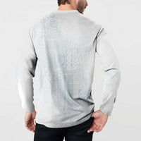Samoa Lotu Tamaiti Mamanu Siapo Button Sweatshirt Off White Plumeria - Polynesian Pride