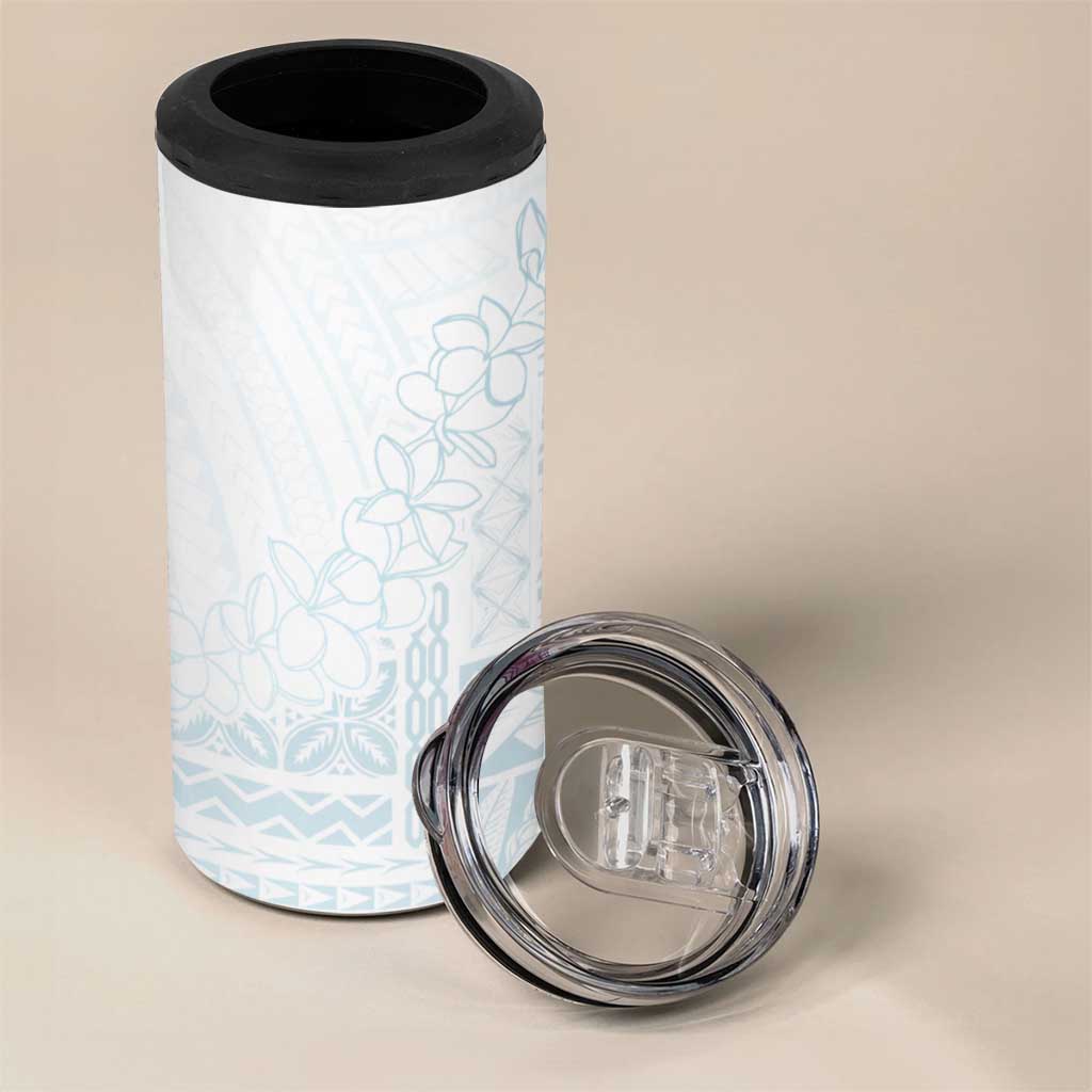 Samoa Lotu Tamaiti Mamanu Siapo 4 in 1 Can Cooler Tumbler Off White Plumeria - Polynesian Pride