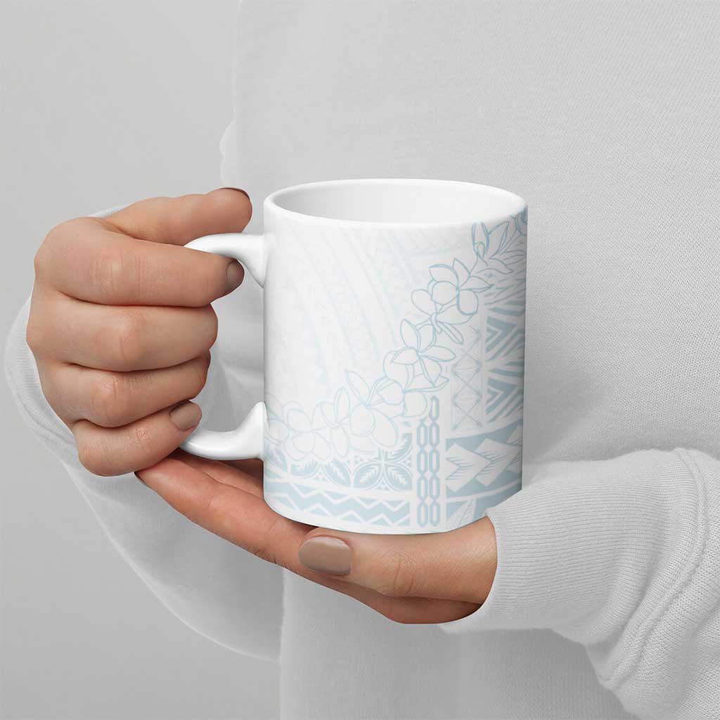 Samoa Lotu Tamaiti Mamanu Siapo Ceramic Mug Off White Plumeria - Polynesian Pride