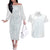 Samoa Lotu Tamaiti Mamanu Siapo Couples Matching Off The Shoulder Long Sleeve Dress and Hawaiian Shirt Off White Plumeria - Polynesian Pride