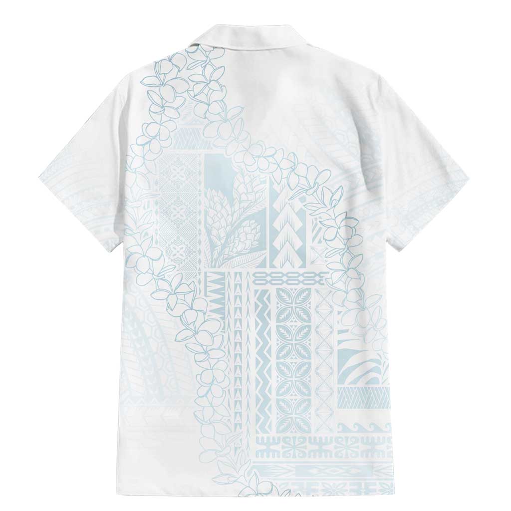 Samoa Lotu Tamaiti Mamanu Siapo Family Matching Mermaid Dress and Hawaiian Shirt Off White Plumeria LT7 - Polynesian Pride