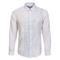 Samoa Lotu Tamaiti Mamanu Siapo Family Matching Off The Shoulder Long Sleeve Dress and Hawaiian Shirt Off White Plumeria LT7 Dad's Shirt - Long Sleeve Baby Blue - Polynesian Pride