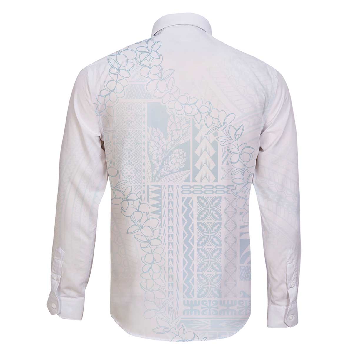 Samoa Lotu Tamaiti Mamanu Siapo Family Matching Off The Shoulder Long Sleeve Dress and Hawaiian Shirt Off White Plumeria LT7 - Polynesian Pride
