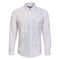Samoa Lotu Tamaiti Mamanu Siapo Family Matching Off Shoulder Maxi Dress and Hawaiian Shirt Off White Plumeria LT7 Dad's Shirt - Long Sleeve Baby Blue - Polynesian Pride