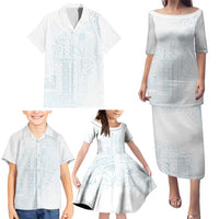 Samoa Lotu Tamaiti Mamanu Siapo Family Matching Puletasi and Hawaiian Shirt Off White Plumeria LT7 - Polynesian Pride