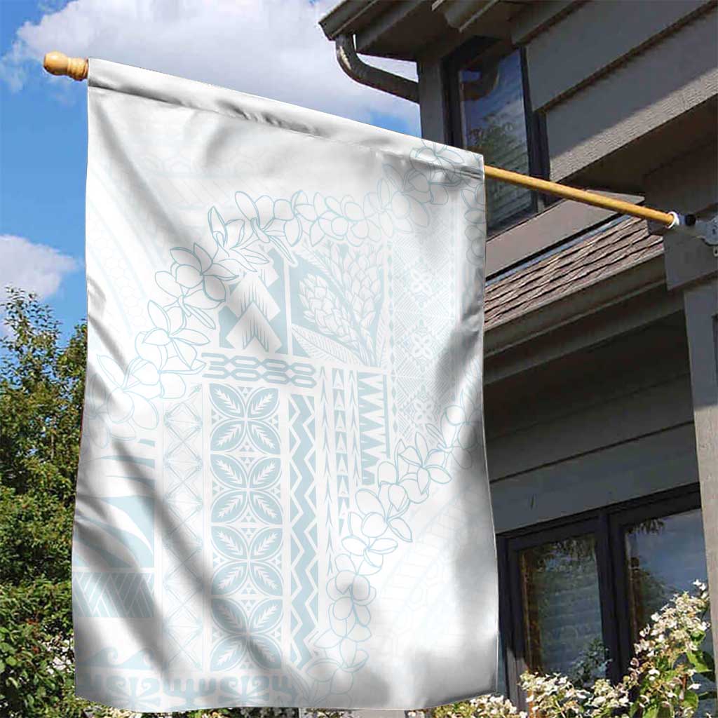 Samoa Lotu Tamaiti Mamanu Siapo Garden Flag Off White Plumeria - Polynesian Pride