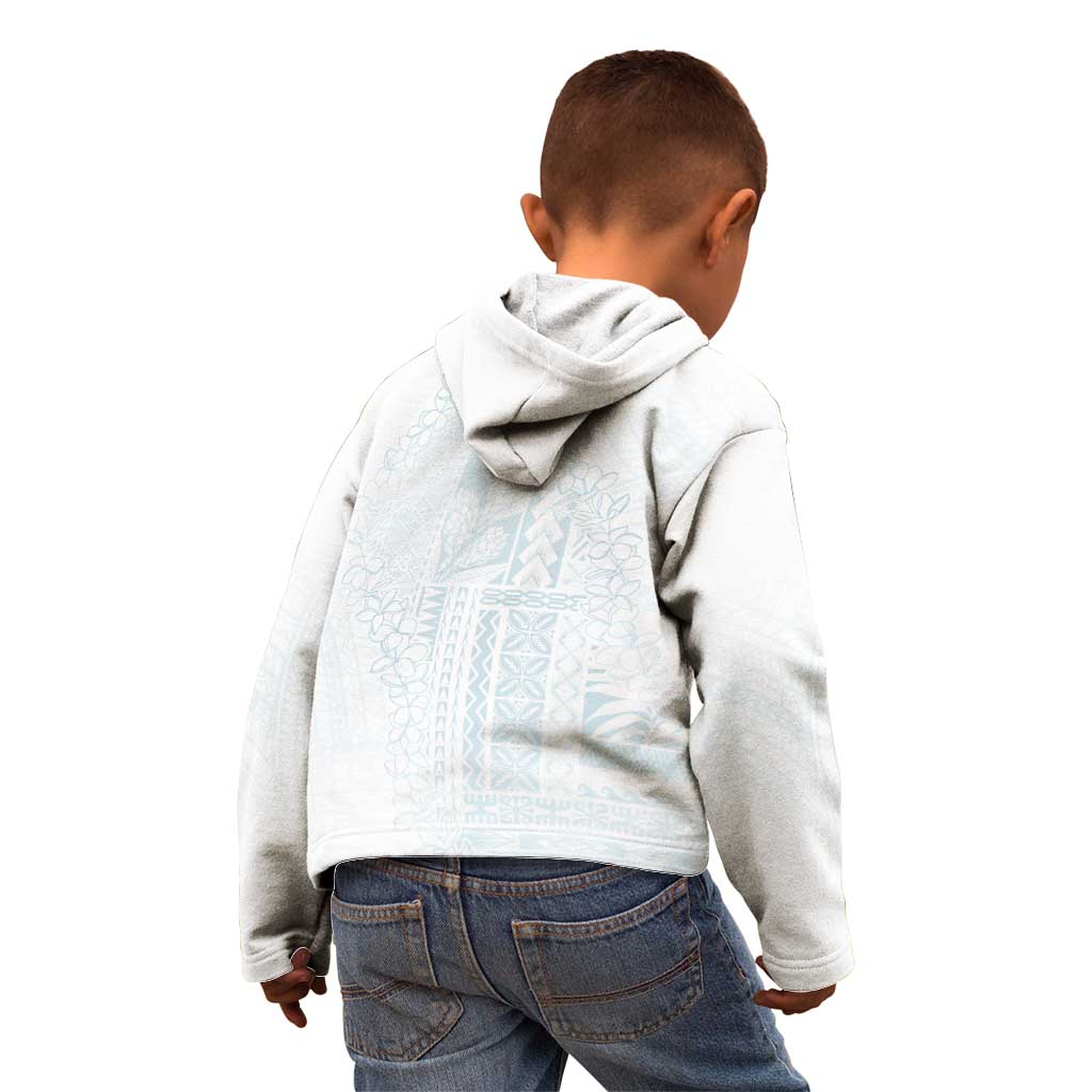 Samoa Lotu Tamaiti Mamanu Siapo Kid Hoodie Off White Plumeria - Polynesian Pride