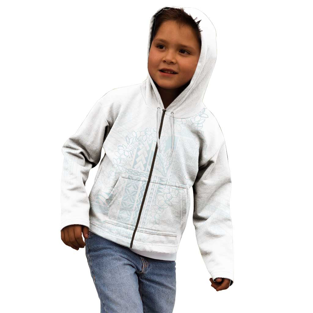 Samoa Lotu Tamaiti Mamanu Siapo Kid Hoodie Off White Plumeria - Polynesian Pride