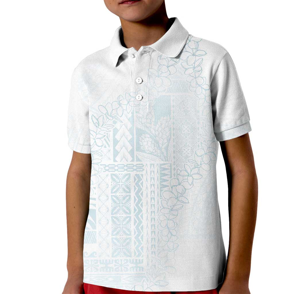 Samoa Lotu Tamaiti Mamanu Siapo Kid Polo Shirt Off White Plumeria - Polynesian Pride