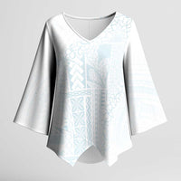 Samoa Lotu Tamaiti Mamanu Siapo Kimono Sleeve Blouse Off White Plumeria - Polynesian Pride