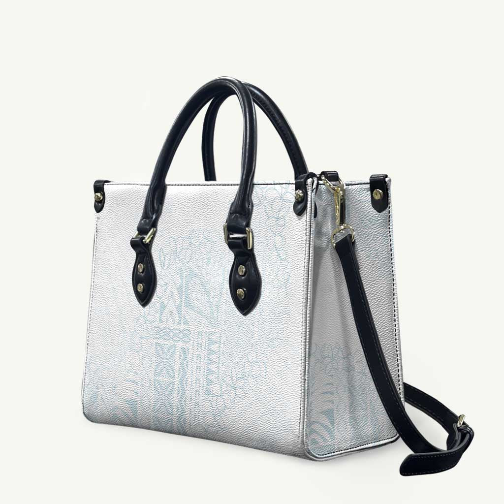 Samoa Lotu Tamaiti Mamanu Siapo Leather Bag Off White Plumeria - Polynesian Pride
