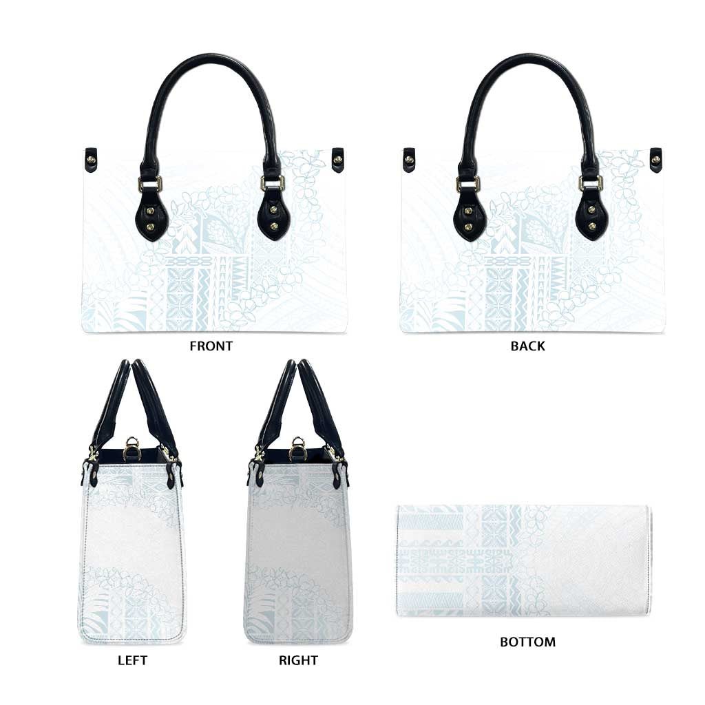 Samoa Lotu Tamaiti Mamanu Siapo Leather Bag Off White Plumeria - Polynesian Pride